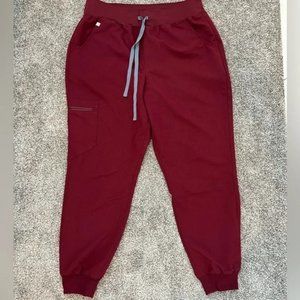 Figs Women's Burgundy High Waisted Zamora Jogger - LP